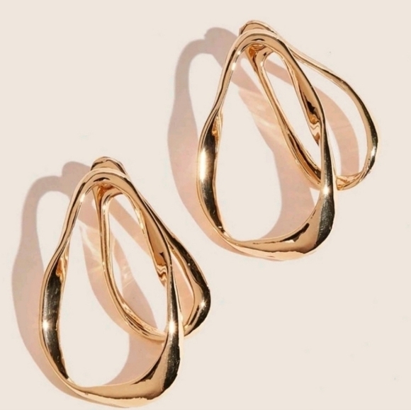 💖 2/$30 Gold hoop Hammered boho thick Chunky Cocktail party boho big earrings - Picture 5 of 17